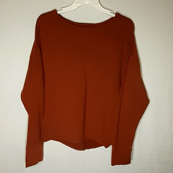 OLD NAVY Long Sleeve Knit Top; Knotted Back Side; Rust; Size Small - Picture 2 of 4